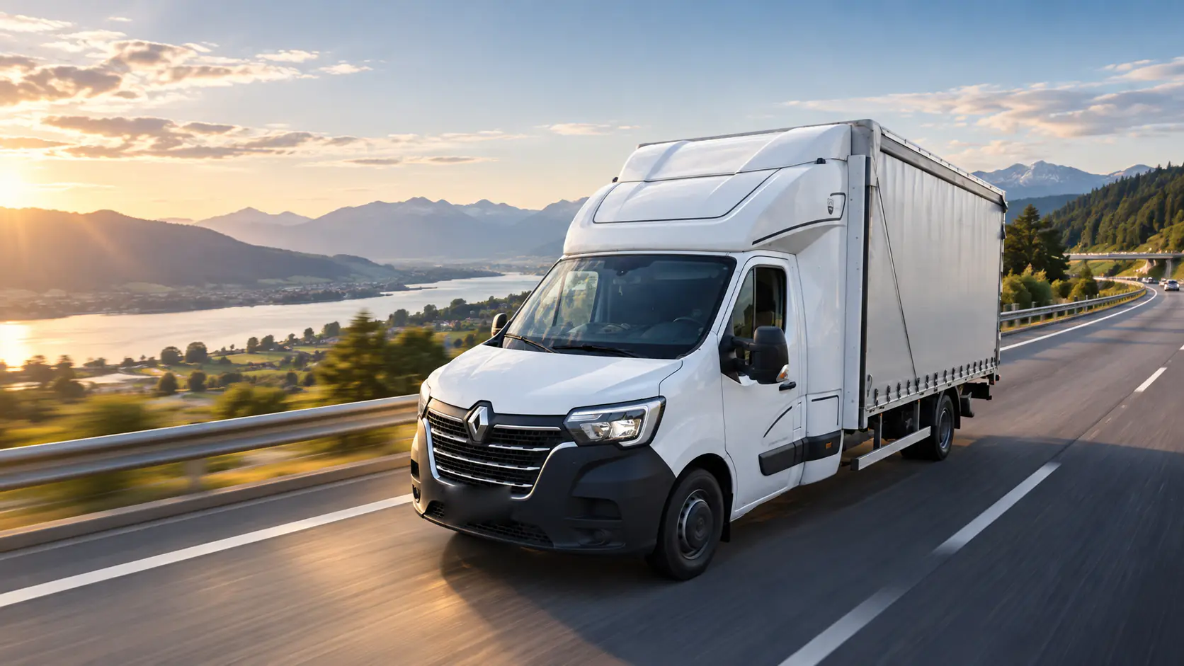 Bus Renault Master z plandeką do 3,5 t DMC na drodze, transport towarów dla firm